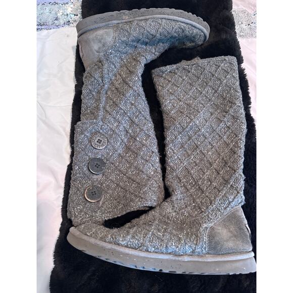 UGG Classic cardy lattice knit knee high sweater boot in dark grey sz 10/41 - Picture 3 of 11